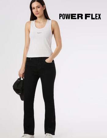 Women Black Mid Rise Flared Powerflex Jeans