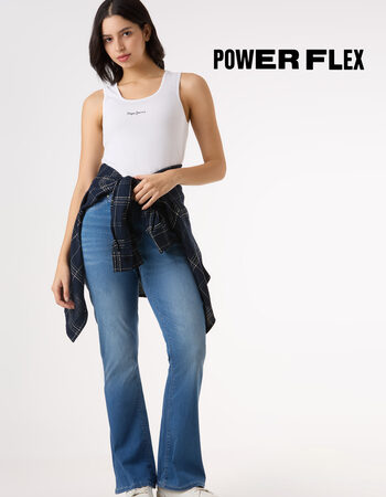 Women Blue High Rise Flared Leg Powerflex Jeans