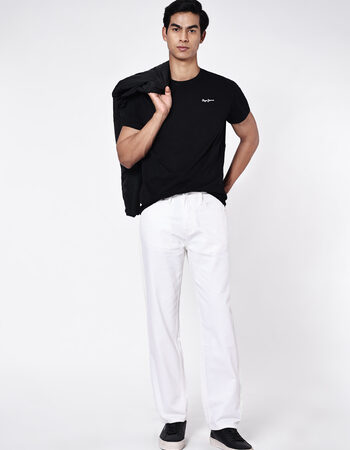 Men Ecru Baggy Fit Mid Rise Tapered Leg Jeans