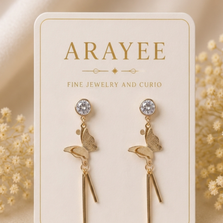 Shining Crystal Butterfly Long Dangle Earrings